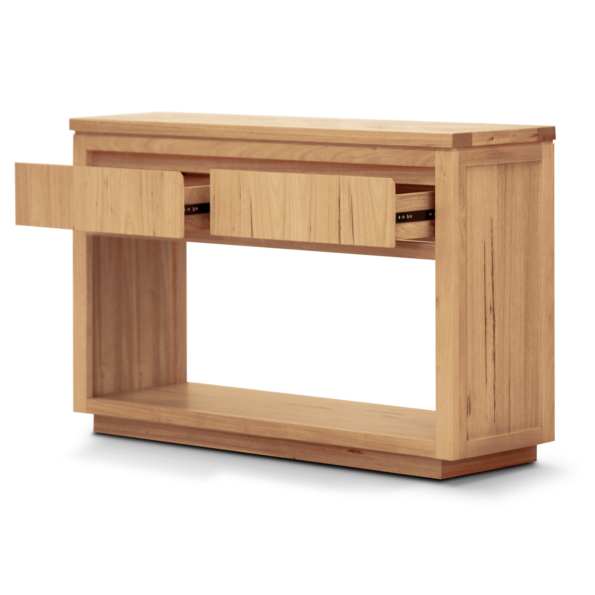 Rosemallow Console Hall Entry Table 119cm Parquet Top Solid Messmate Timber - Cosy Abode