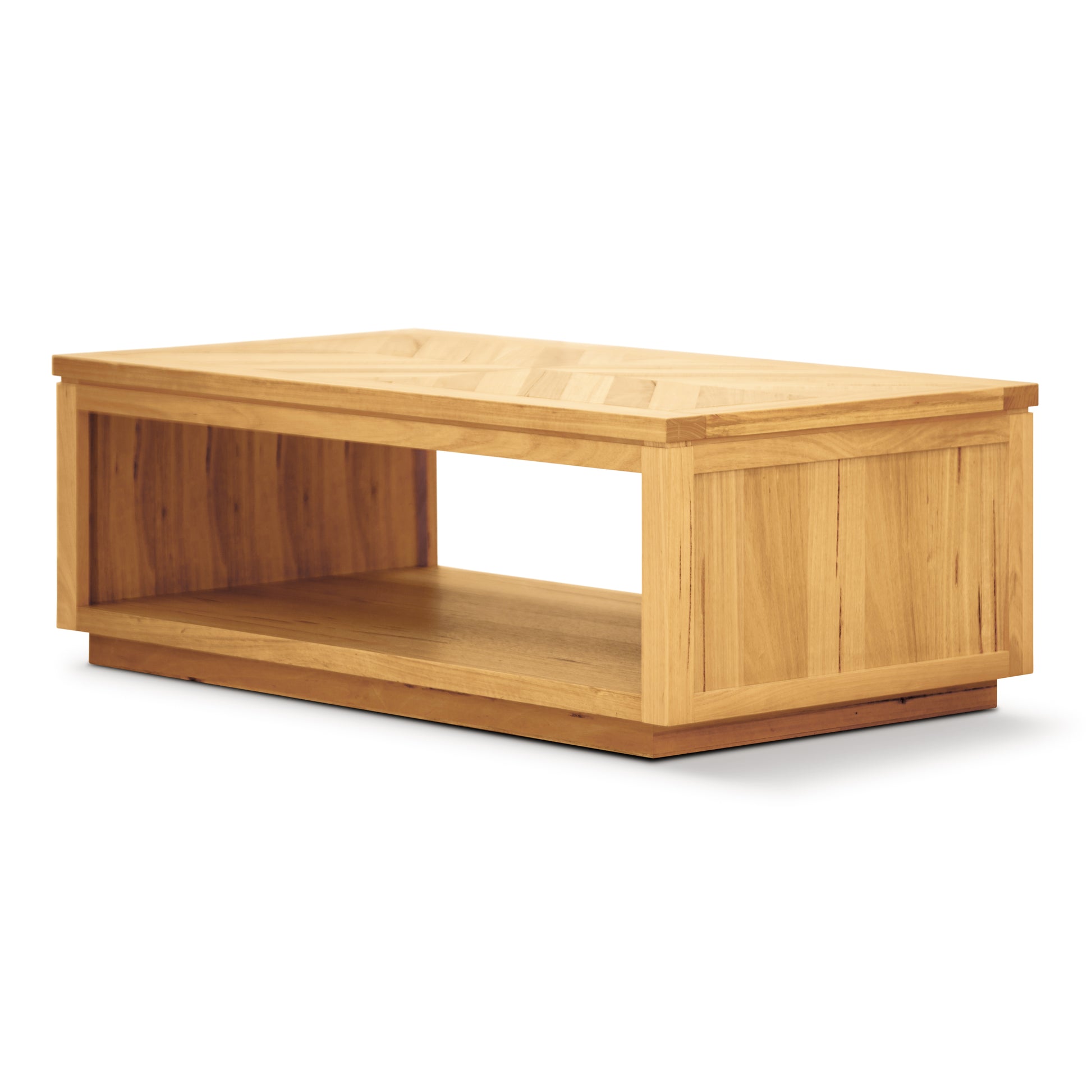 Rosemallow Coffee Table 130cm Parquet Top Solid Messmate Timber Wood - Natural - Cosy Abode