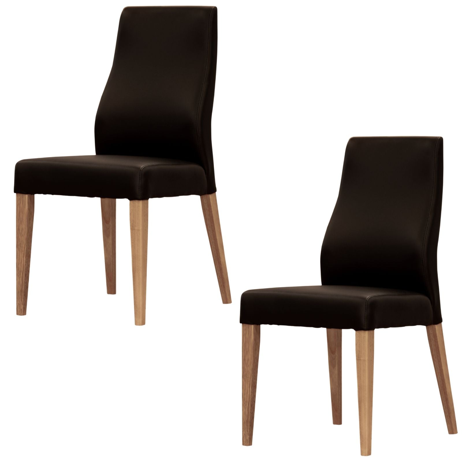 Rosemallow Dining Chair Set of 2 PU Leather Seat Solid Messmate Timber - Black - Cosy Abode