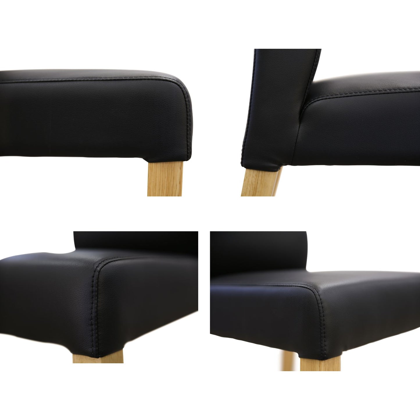 Rosemallow Dining Chair Set of 2 PU Leather Seat Solid Messmate Timber - Black - Cosy Abode