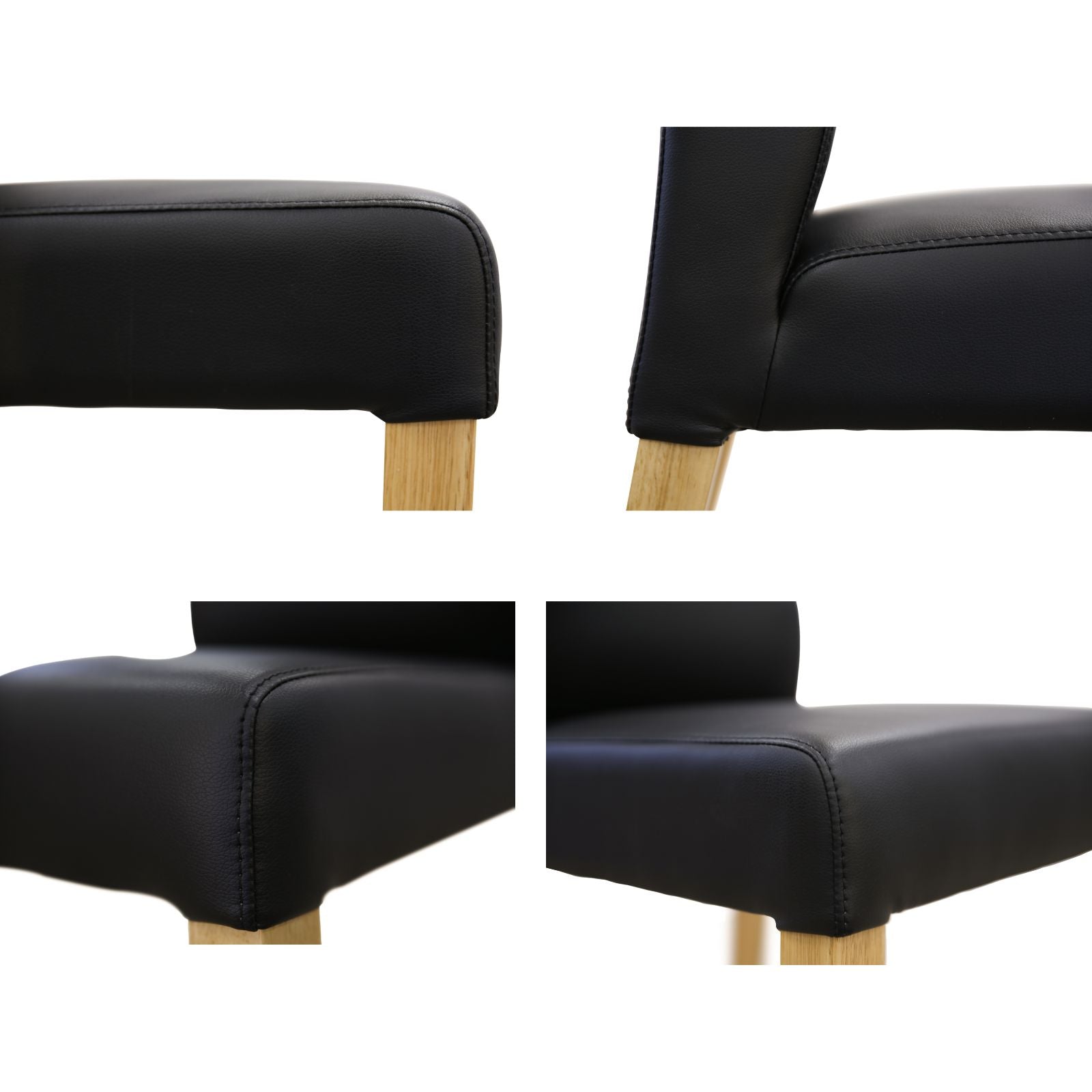 Rosemallow Dining Chair Set of 2 PU Leather Seat Solid Messmate Timber - Black - Cosy Abode