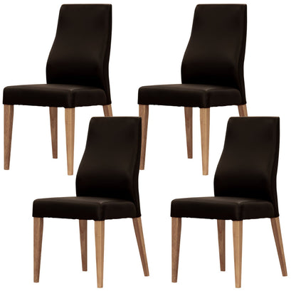 Rosemallow Dining Chair Set of 4 PU Leather Seat Solid Messmate Timber - Black - Cosy Abode
