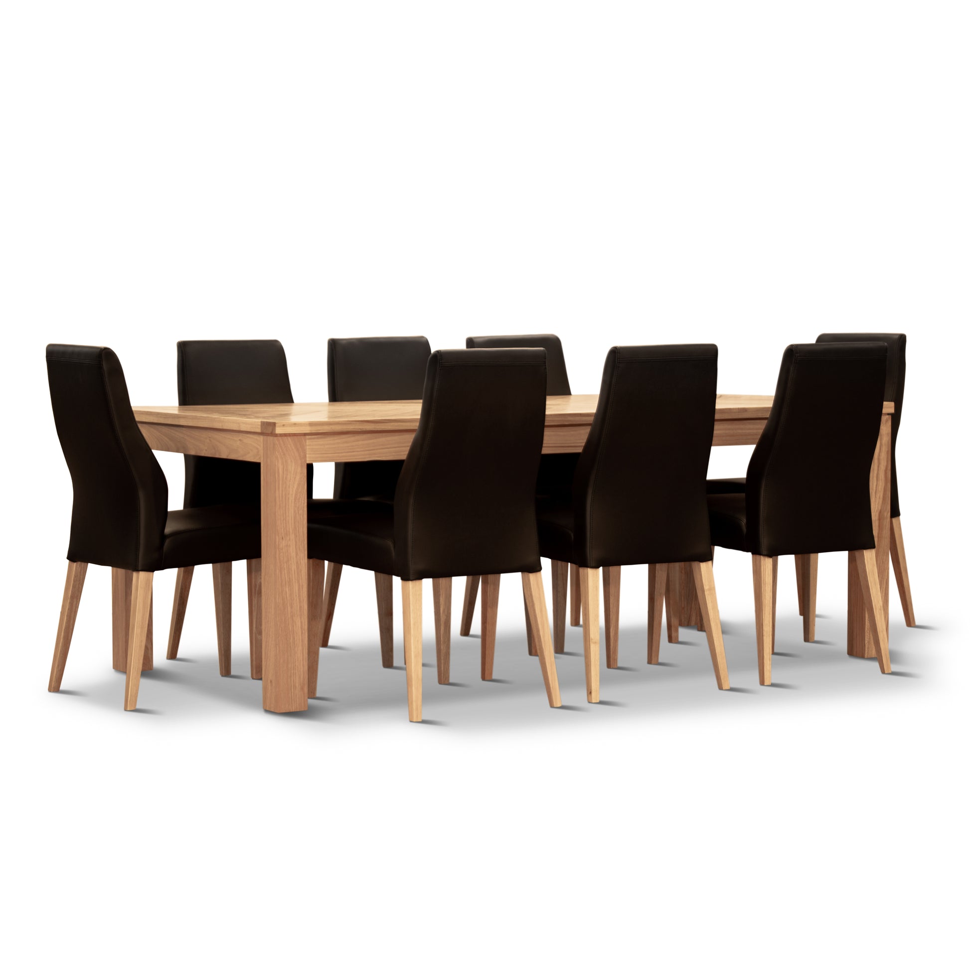 Rosemallow Dining Chair Set of 4 PU Leather Seat Solid Messmate Timber - Black - Cosy Abode