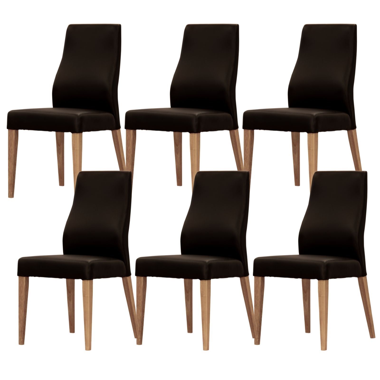 Rosemallow Dining Chair Set of 6 PU Leather Seat Solid Messmate Timber - Black - Cosy Abode
