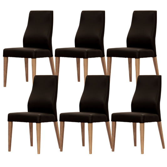 Rosemallow Dining Chair Set of 6 PU Leather Seat Solid Messmate Timber - Black - Cosy Abode