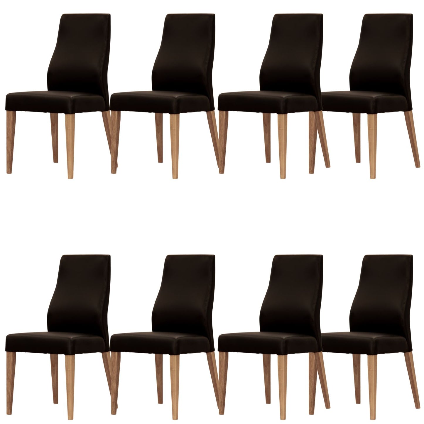 Rosemallow Dining Chair Set of 8 PU Leather Seat Solid Messmate Timber - Black - Cosy Abode