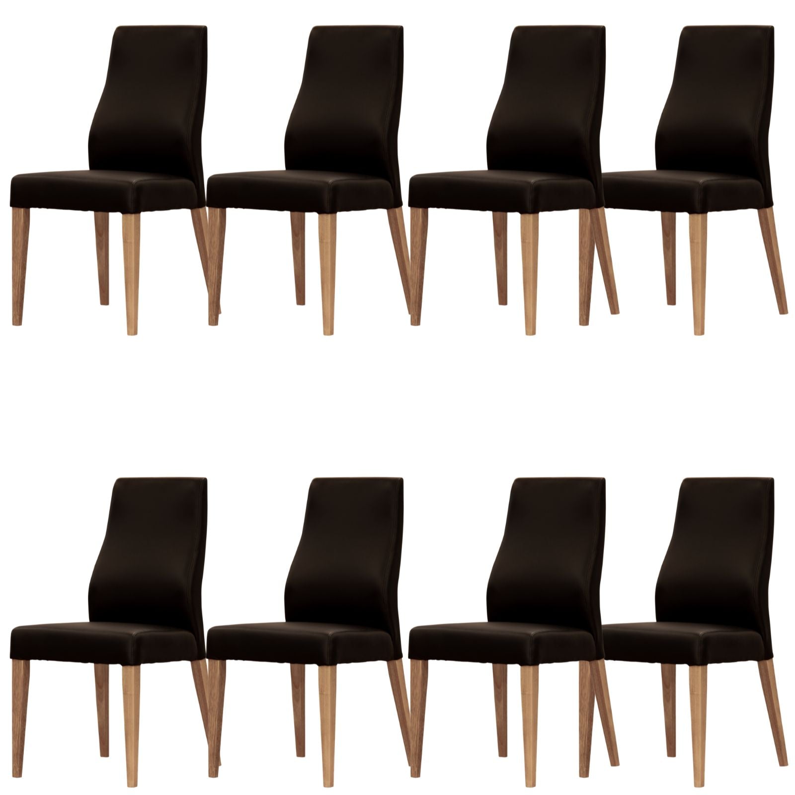 Rosemallow Dining Chair Set of 8 PU Leather Seat Solid Messmate Timber - Black - Cosy Abode