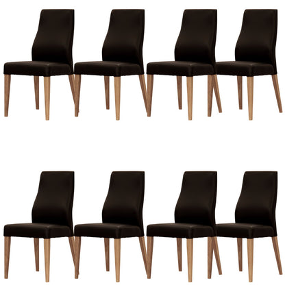 Rosemallow Dining Chair Set of 8 PU Leather Seat Solid Messmate Timber - Black - Cosy Abode