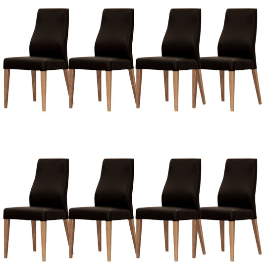 Rosemallow Dining Chair Set of 8 PU Leather Seat Solid Messmate Timber - Black - Cosy Abode