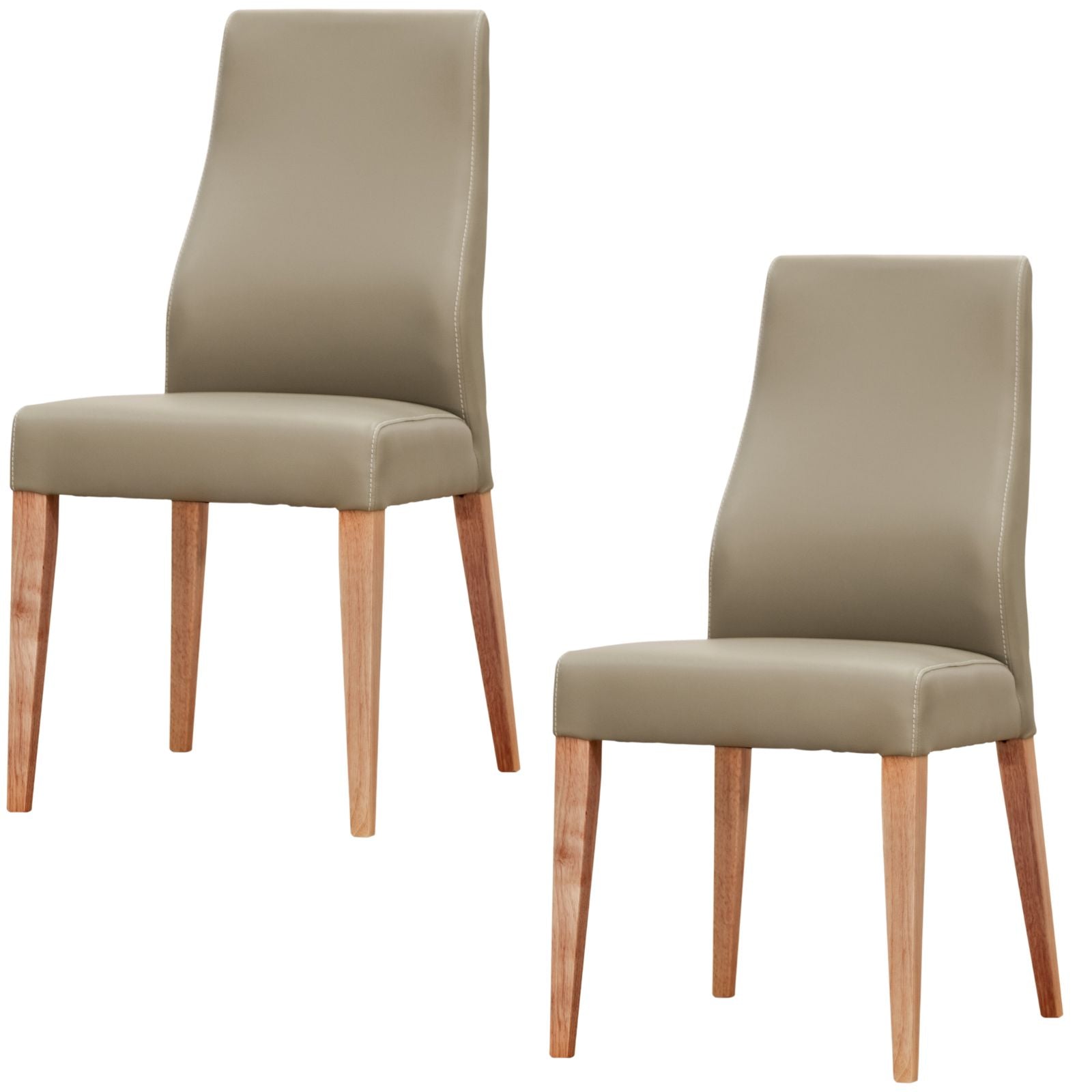 Rosemallow Dining Chair Set of 2 PU Leather Seat Solid Messmate Timber - Silver - Cosy Abode