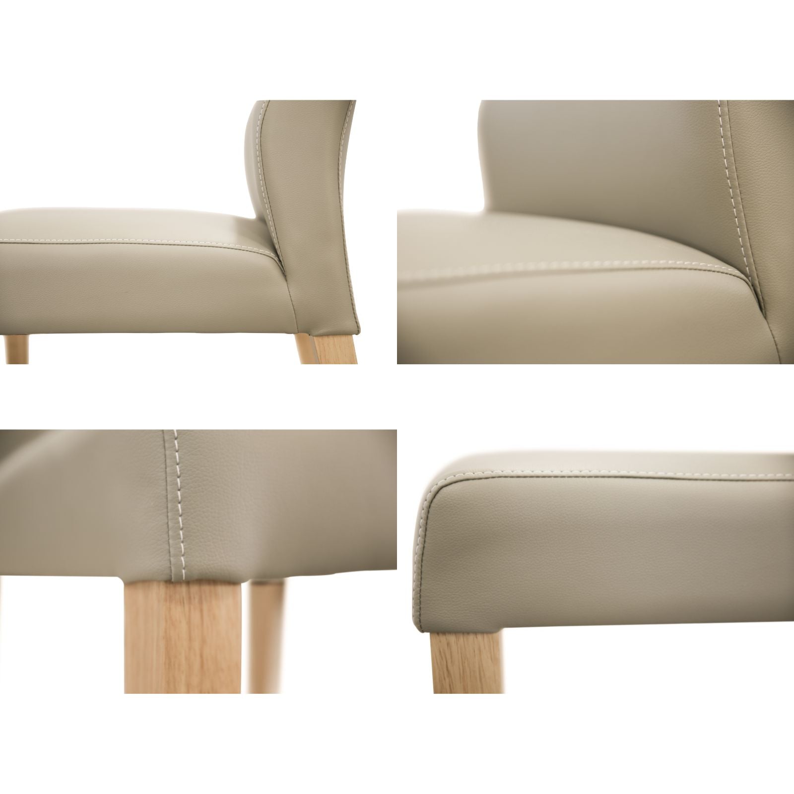 Rosemallow Dining Chair Set of 2 PU Leather Seat Solid Messmate Timber - Silver - Cosy Abode