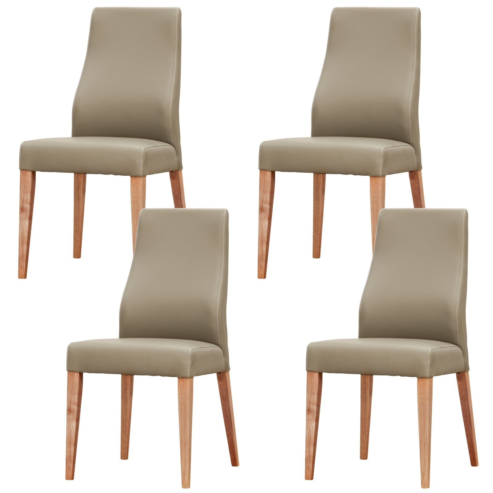 Rosemallow Dining Chair Set of 4 PU Leather Seat Solid Messmate Timber - Silver - Cosy Abode