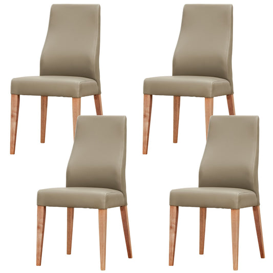 Rosemallow Dining Chair Set of 4 PU Leather Seat Solid Messmate Timber - Silver - Cosy Abode