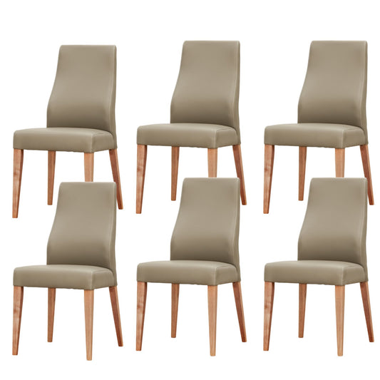 Rosemallow Dining Chair Set of 6 PU Leather Seat Solid Messmate Timber - Silver - Cosy Abode
