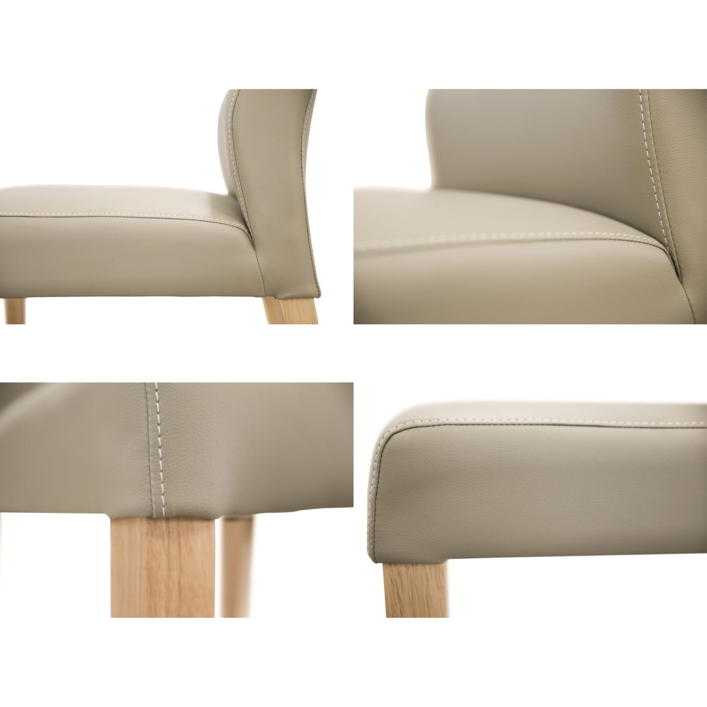 Rosemallow Dining Chair Set of 6 PU Leather Seat Solid Messmate Timber - Silver - Cosy Abode