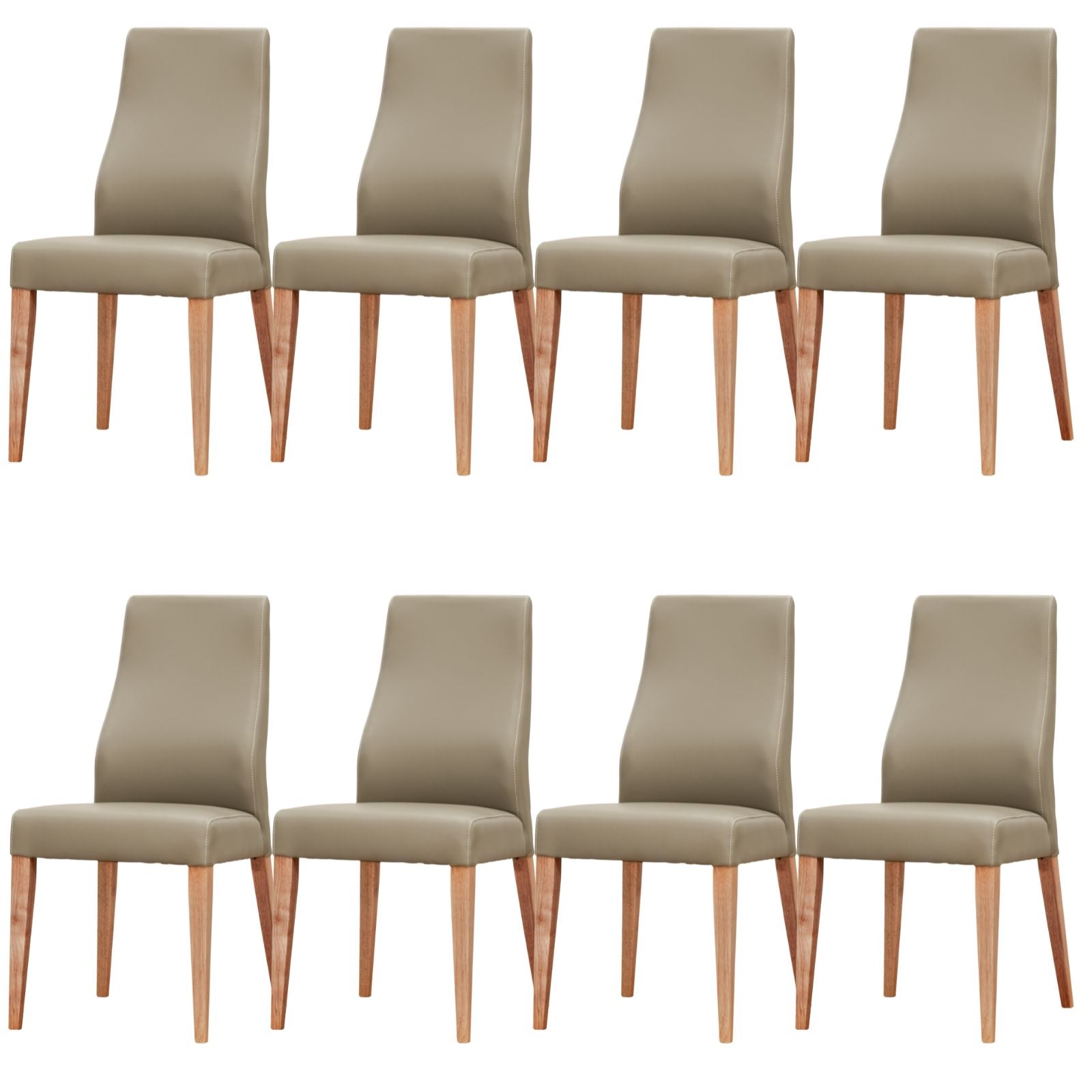 Rosemallow Dining Chair Set of 8 PU Leather Seat Solid Messmate Timber - Silver - Cosy Abode
