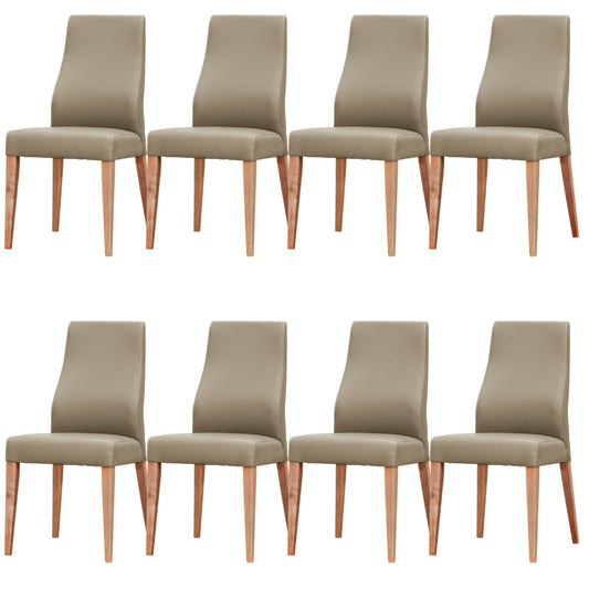 Rosemallow Dining Chair Set of 8 PU Leather Seat Solid Messmate Timber - Silver - Cosy Abode