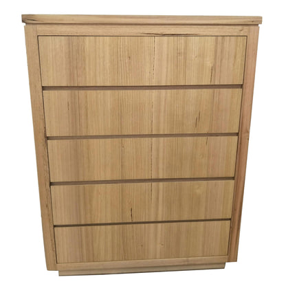 Rosemallow Tallboy 5 Chest of Drawers Solid Messmate Wood Bed Storage Cabinet - Cosy Abode