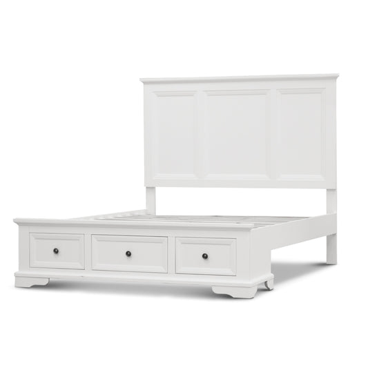 Celosia Queen Size Bed Frame Timber Mattress Base With Storage Drawers - White - Cosy Abode