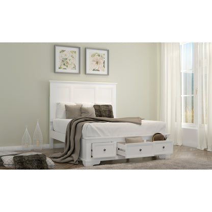 Celosia Queen Size Bed Frame Timber Mattress Base With Storage Drawers - White - Cosy Abode