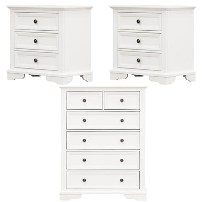 Celosia 2pc Bedside Tallboy 3pc Bedroom Set Nightstand Storage Cabinet - White - Cosy Abode