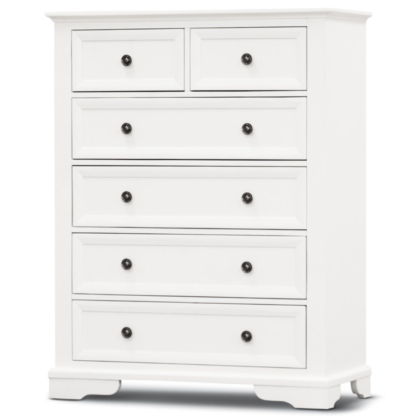 Celosia Tallboy 6 Chest of Drawers Solid Acacia Wood Bed Storage Cabinet - White - Cosy Abode