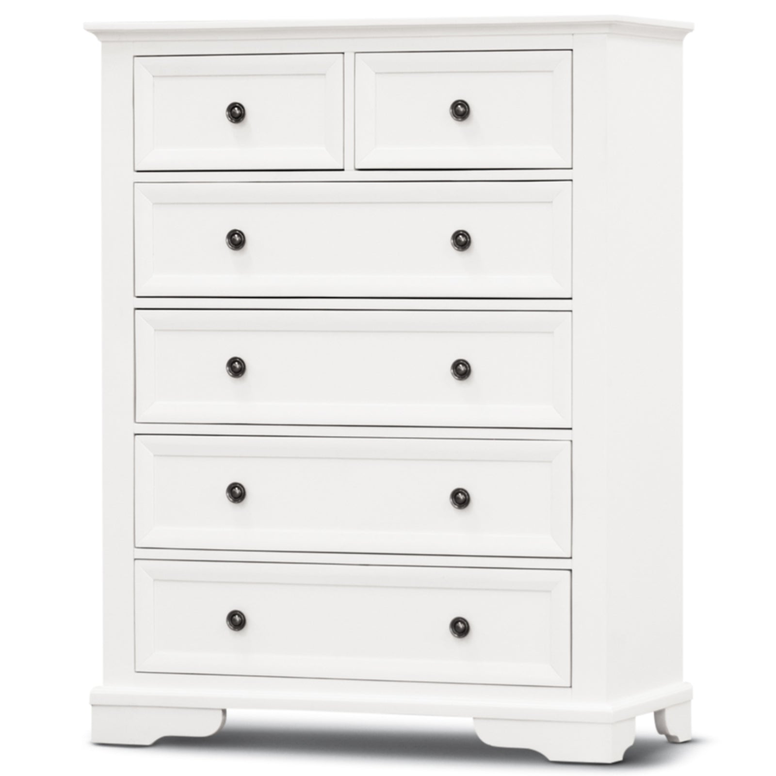 Celosia Tallboy 6 Chest of Drawers Solid Acacia Wood Bed Storage Cabinet - White - Cosy Abode