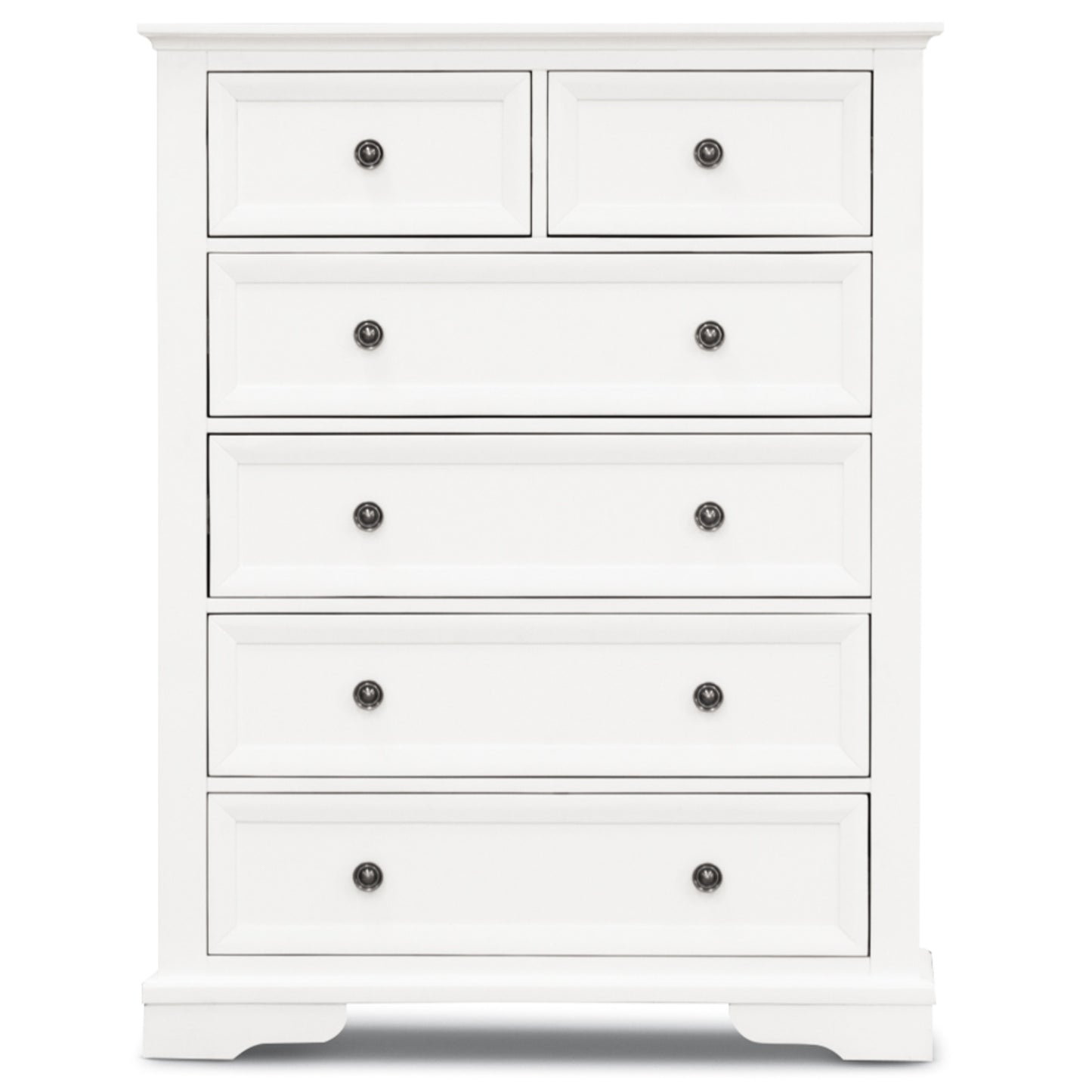Celosia Tallboy 6 Chest of Drawers Solid Acacia Wood Bed Storage Cabinet - White - Cosy Abode