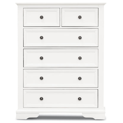 Celosia Tallboy 6 Chest of Drawers Solid Acacia Wood Bed Storage Cabinet - White - Cosy Abode