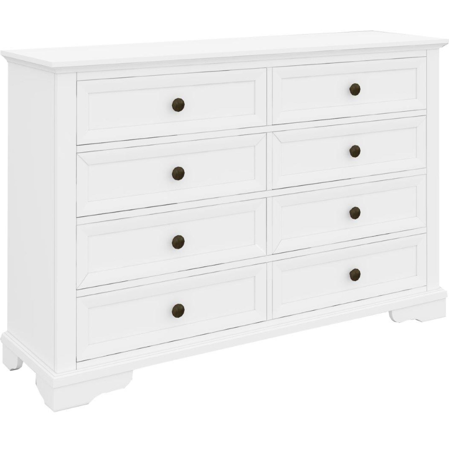 Celosia Dresser 8 Chest of Drawers Bedroom Acacia Timber Storage Cabinet - White - Cosy Abode