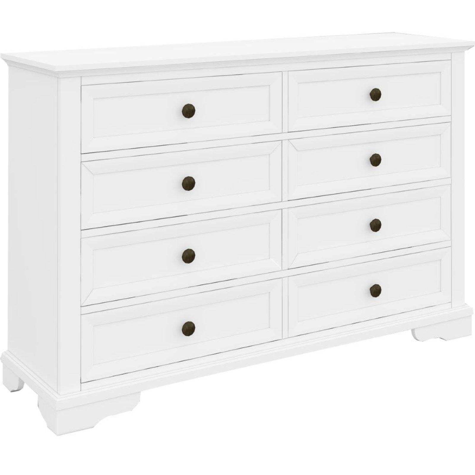 Celosia Dresser 8 Chest of Drawers Bedroom Acacia Timber Storage Cabinet - White - Cosy Abode