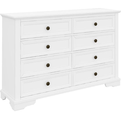 Celosia Dresser 8 Chest of Drawers Bedroom Acacia Timber Storage Cabinet - White - Cosy Abode