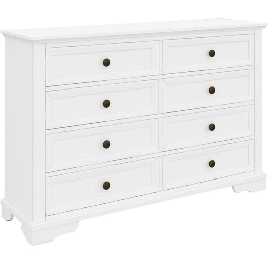 Celosia Dresser 8 Chest of Drawers Bedroom Acacia Timber Storage Cabinet - White - Cosy Abode