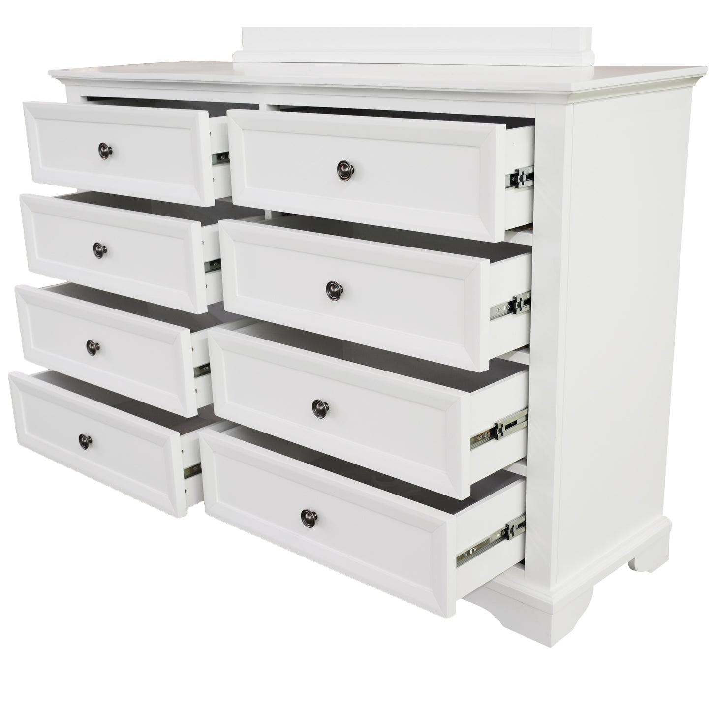 Celosia Dresser 8 Chest of Drawers Bedroom Acacia Timber Storage Cabinet - White - Cosy Abode