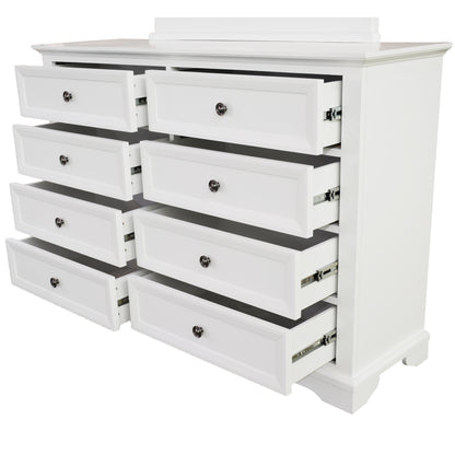 Celosia Dresser 8 Chest of Drawers Bedroom Acacia Timber Storage Cabinet - White - Cosy Abode