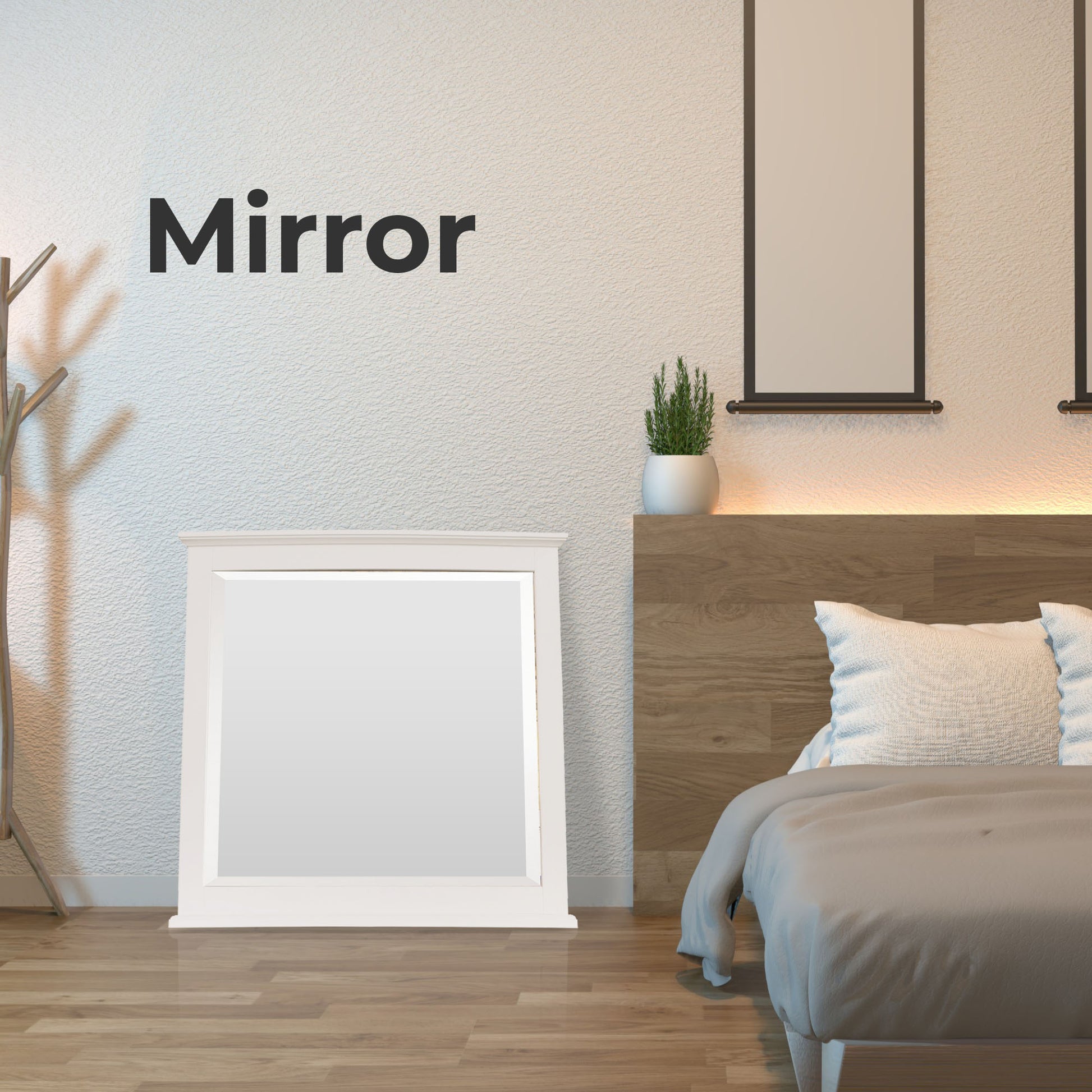 Celosia Dresser Mirror Vanity Dressing Table Acacia Wood Timber Frame - White - Cosy Abode