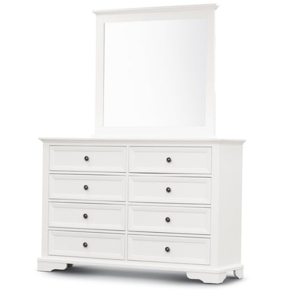 Celosia Dresser Mirror 8 Chest of Drawers Bedroom Timber Storage Cabinet - White - Cosy Abode