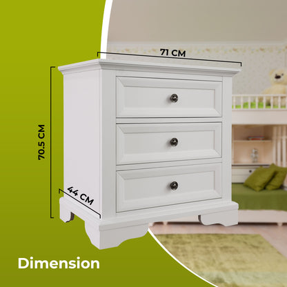 Celosia 4pc King Bed Frame Bedroom Suite Timber Bedside Tallboy Package - White - Cosy Abode