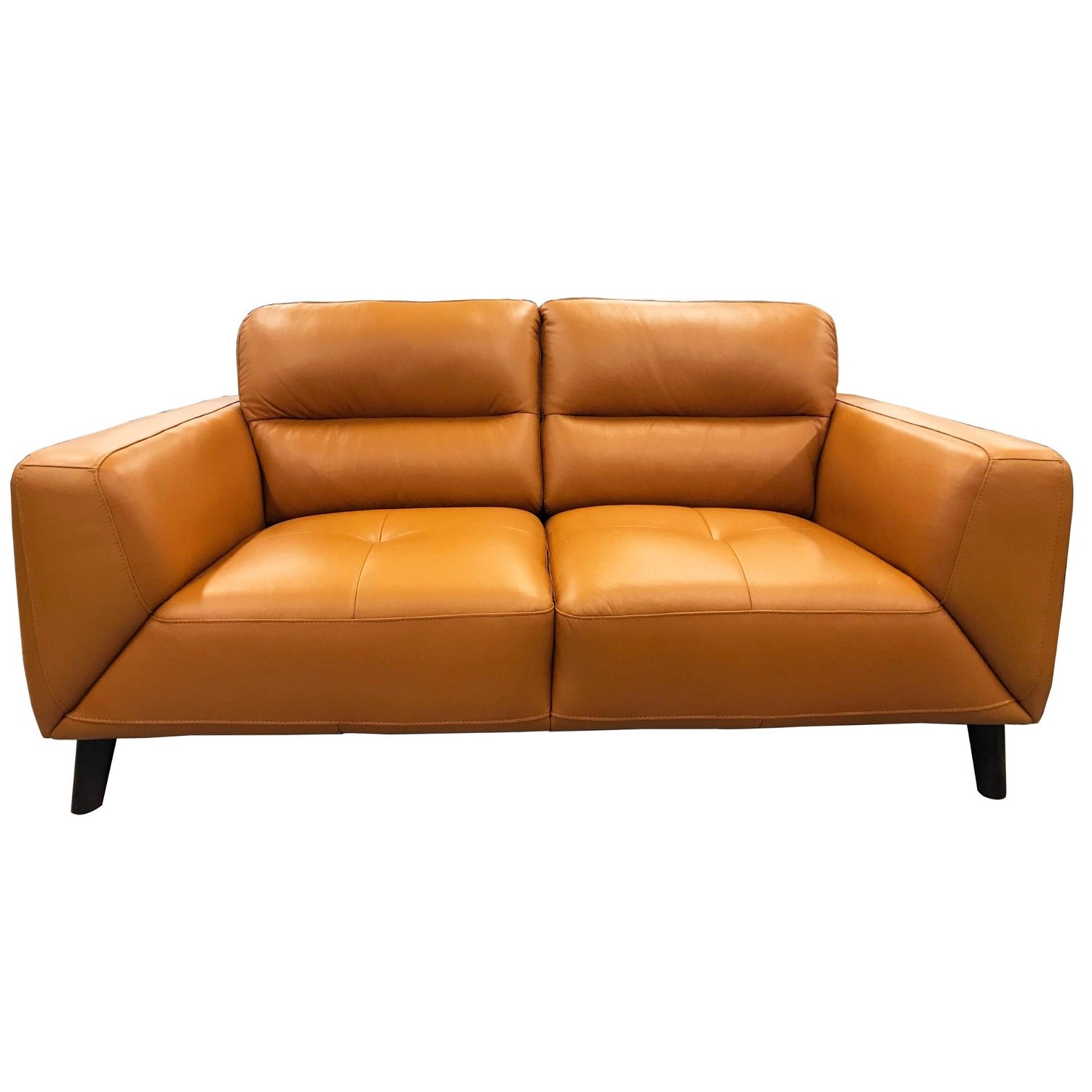 Downy  Genuine Leather Sofa 2 Seater Upholstered Lounge Couch - Tangerine - Cosy Abode