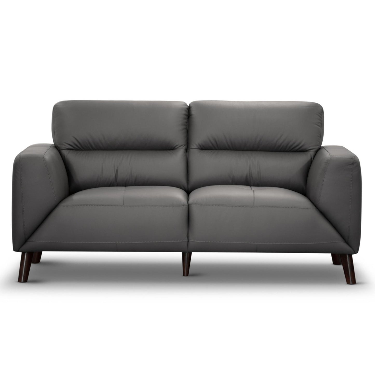 Downy  Genuine Leather Sofa 2 Seater Upholstered Lounge Couch - Gunmetal - Cosy Abode