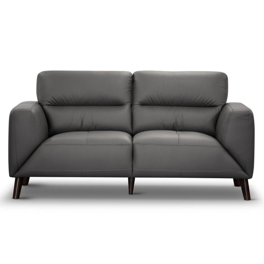 Downy  Genuine Leather Sofa 2 Seater Upholstered Lounge Couch - Gunmetal - Cosy Abode