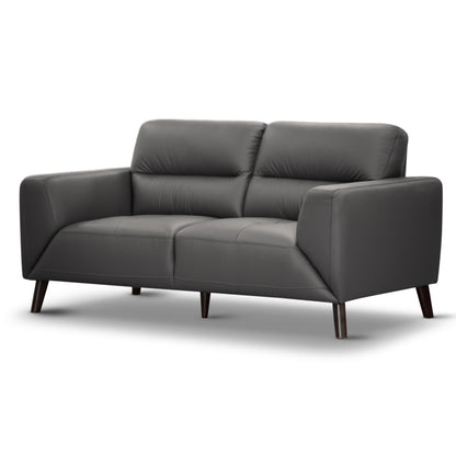 Downy  Genuine Leather Sofa 2 Seater Upholstered Lounge Couch - Gunmetal - Cosy Abode