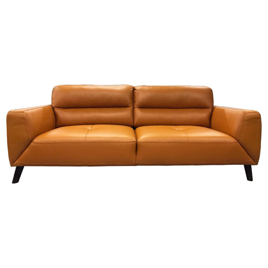 Downy  Genuine Leather Sofa 3 Seater Upholstered Lounge Couch - Tangerine - Cosy Abode