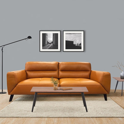 Downy  Genuine Leather Sofa 3 Seater Upholstered Lounge Couch - Tangerine - Cosy Abode