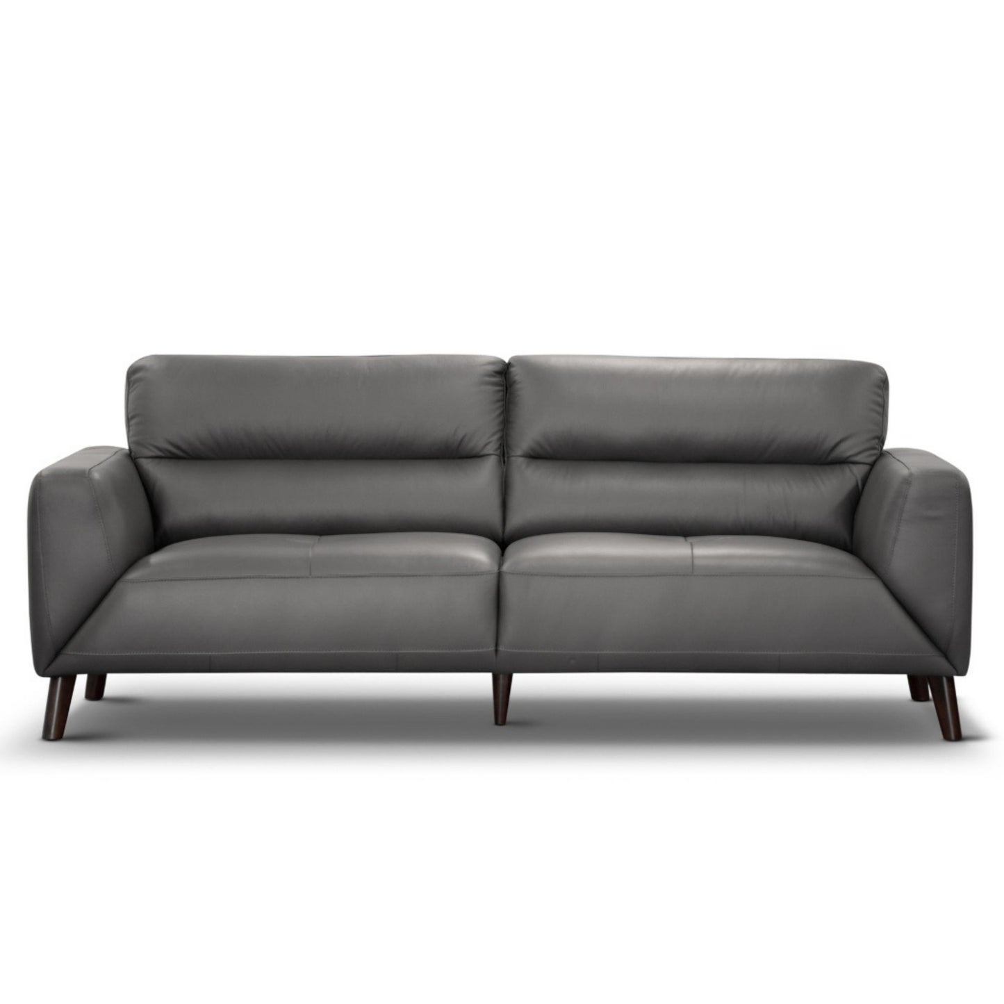 Downy  Genuine Leather Sofa 3 Seater Upholstered Lounge Couch - Gunmetal - Cosy Abode