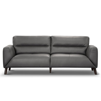 Downy  Genuine Leather Sofa 3 Seater Upholstered Lounge Couch - Gunmetal - Cosy Abode