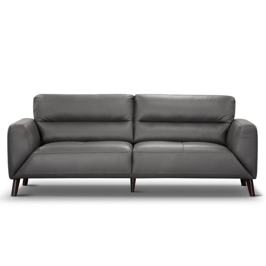 Downy  Genuine Leather Sofa 3 Seater Upholstered Lounge Couch - Gunmetal - Cosy Abode