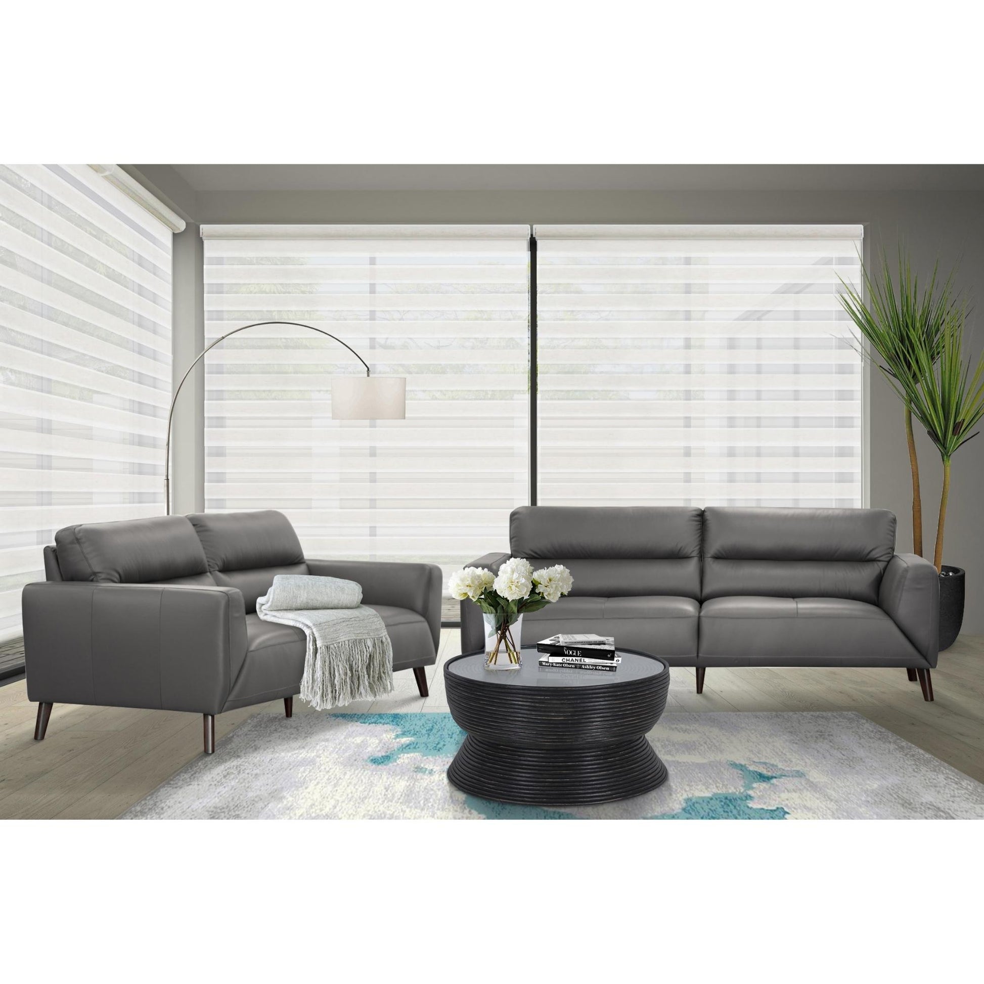 Downy  Genuine Leather Sofa 3 Seater Upholstered Lounge Couch - Gunmetal - Cosy Abode
