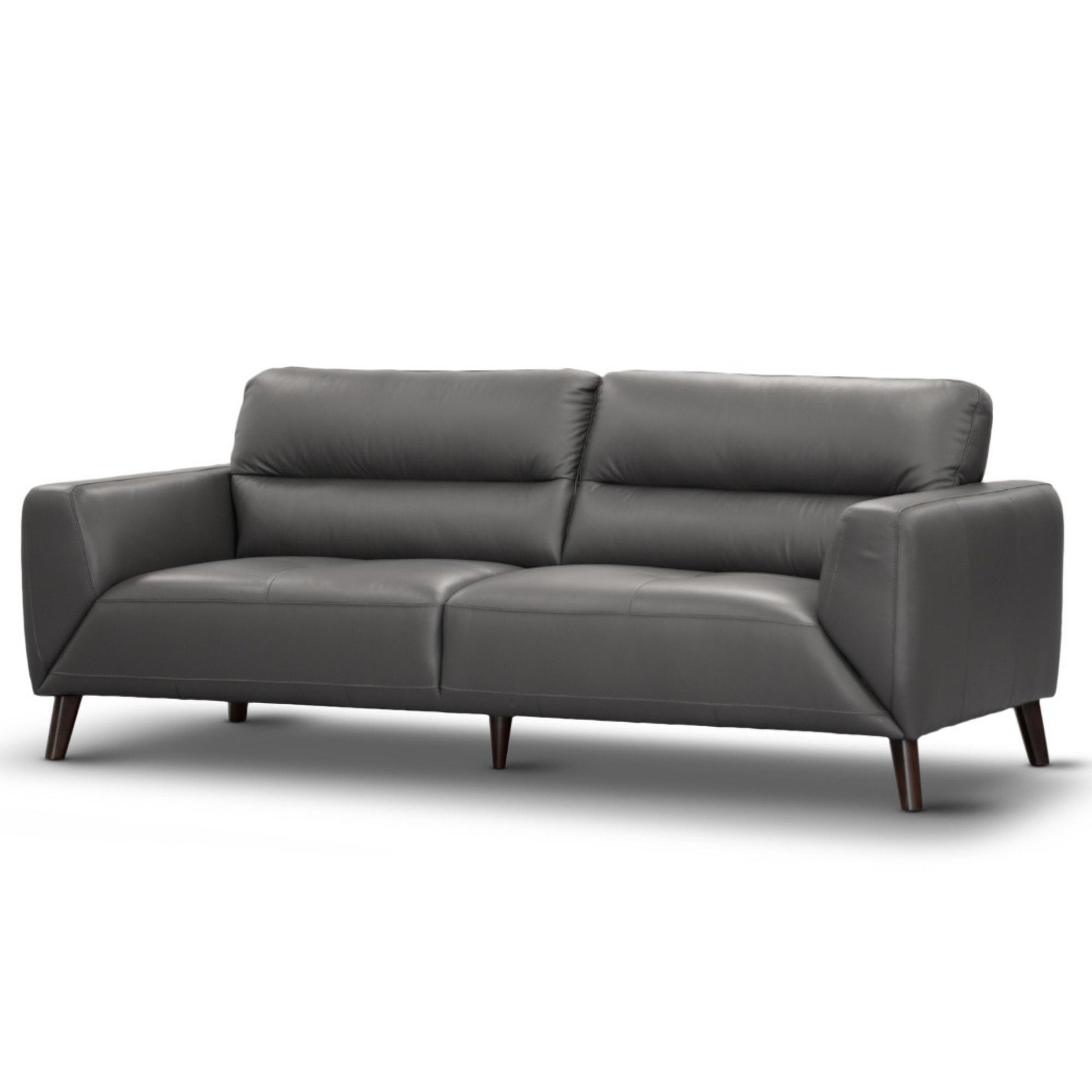Downy  Genuine Leather Sofa 3 Seater Upholstered Lounge Couch - Gunmetal - Cosy Abode