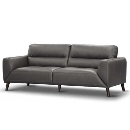 Downy  Genuine Leather Sofa 3 Seater Upholstered Lounge Couch - Gunmetal - Cosy Abode